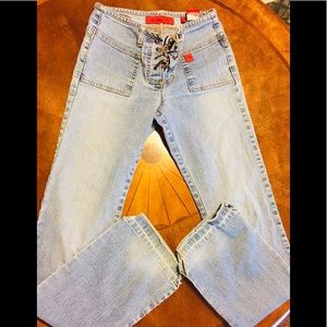 Vintage Bongo lace up jeans, straight legs